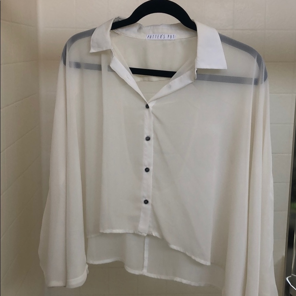 White cutout back blouse